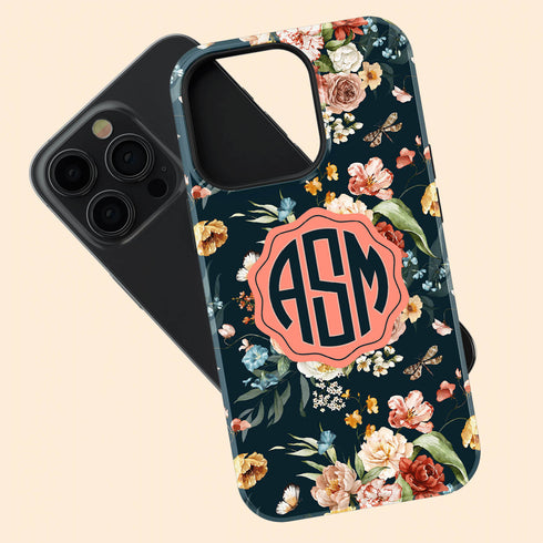 Watercolor Flowers Personalized Monogram iPhone Case